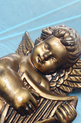2 Figuras Ángeles Dorados Escayola