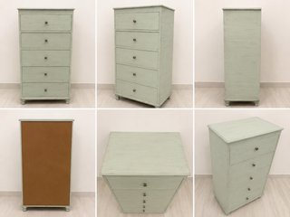 Cómoda de madera buena pintada de verde agua tiza