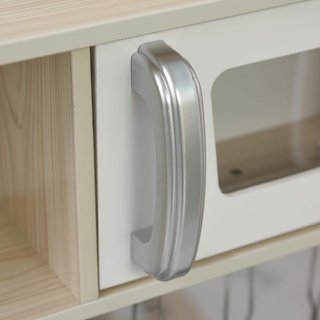 Cocina de Juguete de Madera para Niños con Fregadero y Fogones, Ollas y Utensilios de Acero, 74X30X81Cm, Blanco