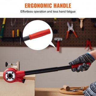 Kit de roscado de tuberías con trinquete, 6.4mm NPT - 32mm NPT, roscador manual con trinquete, juego de herramientas portátiles para roscar tuberías con 6PCS troqueles NPT, estuche de almacenamien...