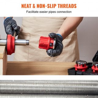 Kit de roscado de tuberías con trinquete, 6.4mm NPT - 32mm NPT, roscador manual con trinquete, juego de herramientas portátiles para roscar tuberías con 6PCS troqueles NPT, estuche de almacenamien...