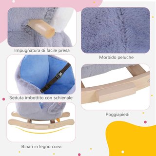 Caballo Balancín en Forma de Pingüino de Peluche con 32 Melodías y Cinturón de Seguridad, Balancín para Niños a Partir de 18 Meses