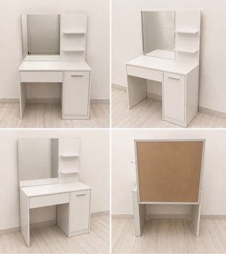 Tocador blanco con espejo y cajón