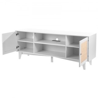 Soporte de TV de ratán 191 cm Mueble de TV Boho Mueble de TV Blanco