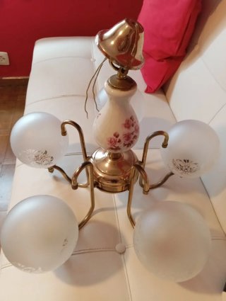 Lámpara de techo vintage porcelana y metal