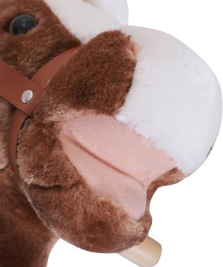 Caballo Balancín para Niños de Madera, Juguete de Montar para Niños de Peluche, 74X33X62 Cm, Marrón