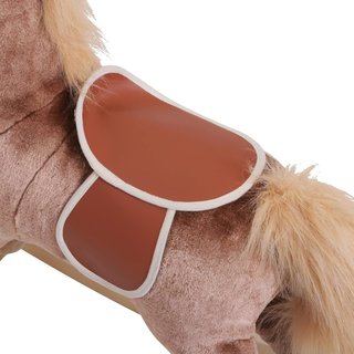 Caballo Balancín para Niños de Madera, Juguete de Montar para Niños de Peluche, 74X33X62 Cm, Marrón