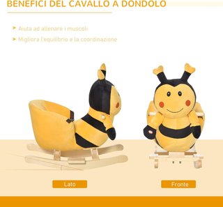 Caballo Balancín de Madera Abeja, Caballito Balancín para Niños 60X33X45Cm