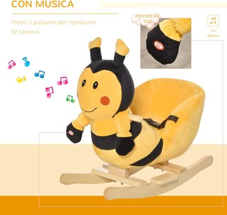 Caballo Balancín de Madera Abeja, Caballito Balancín para Niños 60X33X45Cm