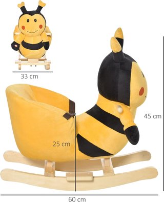 Caballo Balancín de Madera Abeja, Caballito Balancín para Niños 60X33X45Cm