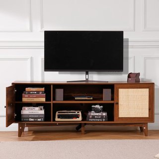 Soporte de TV de ratán 191cm Mueble de TV Boho Mueble de TV Nogal