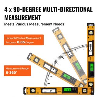 Nivel Torpedo Magnético, 600mm, Pantalla LED Retroiluminada, Viales de Burbuja Mecánicos, Regla para 0-360 Grados, Sensor de Gravedad, Herramienta Niveladora de Aleación de Aluminio con Ventana de...