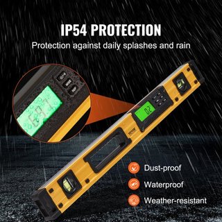 Nivel Torpedo Magnético, 600mm, Pantalla LED Retroiluminada, Viales de Burbuja Mecánicos, Regla para 0-360 Grados, Sensor de Gravedad, Herramienta Niveladora de Aleación de Aluminio con Ventana de...