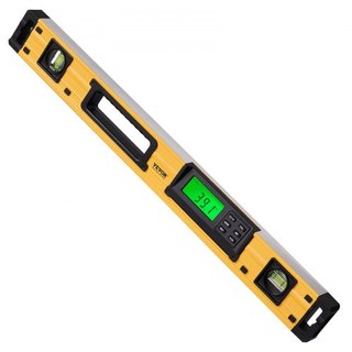 Nivel Torpedo Magnético, 600mm, Pantalla LED Retroiluminada, Viales de Burbuja Mecánicos, Regla para 0-360 Grados, Sensor de Gravedad, Herramienta Niveladora de Aleación de Aluminio con Ventana de...