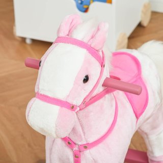 Caballo de Madera Balancín con Sonido de Animal Regalo Juguete para Niños, 74 X 28 X 65 Cm, Rosa