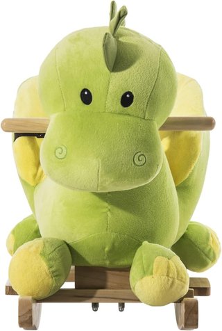 Caballo Balancín para Niños de Madera Dinosaurio, Caballito para Niños, 60X33X45Cm, Verde