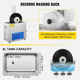 6L Máquina de Limpieza de Discos por Ultrasonido Conjunto Completo Estante de Secado