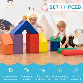 Juego de 11 Construcciones Blandas para Niños de 1-3 Años, Set de Bloques Blandos de Espuma y PU para Niños, Juguetes para Escalar para Sala de Estar, Habitación Infantil y Guardería, Multicolor 2