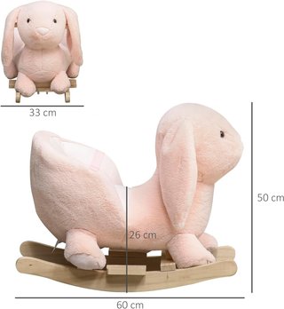 Caballo de Balancín en Forma de Conejo con Sonidos, Caballito de Balancín para Niños de 18-36 Meses Interactivo, Rosa, 60X33X50Cm