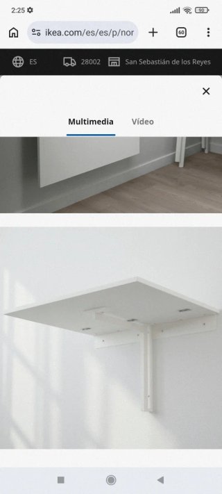 Mesa plegable pared blanca Ikea modelo Norberg
