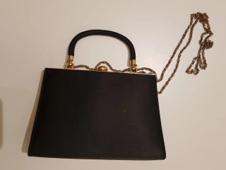 Bolso fiesta vintage raso negro cadena