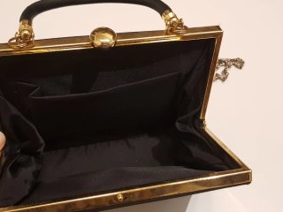 Bolso fiesta vintage raso negro cadena