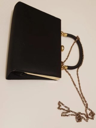 Bolso fiesta vintage raso negro cadena