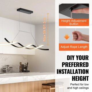 Lámparas de Araña Modernas, 24W, Luz Colgante LED Regulable con Control Remoto, Pantalla de Silicona, Lámpara de Techo con Temperatura de Color Ajustable de 3000K-6000K para Cocina y Comedor