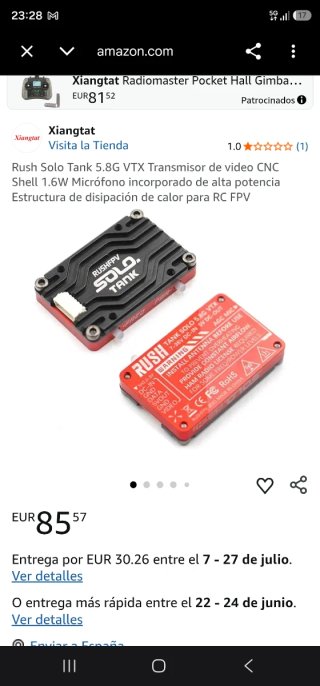 RushFPV Solo Tank 5.8G VTX Transmisor