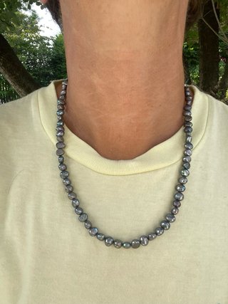 Collana perle grigie e chiusura argento 925