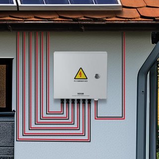 Caja combinadora PV, 6 cadenas, Caja combinadora solar con fusible de corriente nominal de 10A, interruptor de circuito de 63A, pararrayos y conector solar, caja de acero para sistema de paneles s...