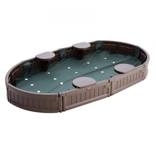 Caja de arena con cubierta, 72 x 41.5 x 9.1 in Caja de arena ovalada, foso de arena HDPE con 4 asientos en las esquinas y forro inferior, caja de arena para niños para el patio trasero al aire lib...