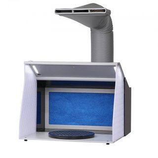 Cabina de Aerografía, Kit de Cabina de Pintura de Aerografía Portátil con 4 Luces LED, Potentes Ventiladores de Doble Escape, Plato Giratorio y Manguera de Extensión de 6 pies, para Pintar Modelos...