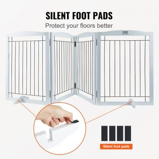 Puerta para Perros Independiente, 32" H x 96.5" W Puerta para Mascotas Independiente, Puerta para Perros Plegable de 4 Paneles para Pasajes Anchos y Estrechos, Barrera para Perros Expandible con S...