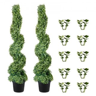 Árboles Topiarios Artificiales de Buxo, 121.9 cm de Altura (2 Piezas) Planta Topiaria Falsa para Exterior, Planta Faux Verde Todo el Año con Hojas Reemplazables para Decoración Interior/Exterior/J...