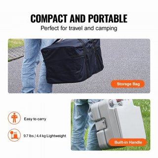 Inodoro portátil para acampar con bolsa de transporte, inodoro RV con tanque de desechos de 3.2 gal, inodoro presurizado de botón, inodoro de viaje a prueba de fugas y sin olor para adultos y niño...