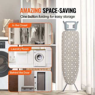 Tabla de Planchar con Gran Superficie de 51 x 13, Tabla de Planchar Engrosada de 4 Capas con Funda Resistente al Calor y Funda de 100% Algodón, Tabla de Planchar de 7 Alturas Ajustables para Uso e...