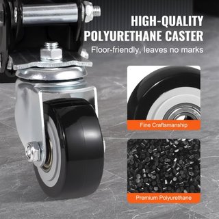 Ruedas de Caster para Banco de Trabajo, Capacidad de Carga de 74.8kg, Juego de 4, Ruedas Retráctiles de 6.3cm de Alta Resistencia, Ruedas Ajustables Montadas Lateralmente con Giro de 360° para Ban...