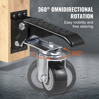 Ruedas de Caster para Banco de Trabajo, Capacidad de Carga de 74.8kg, Juego de 4, Ruedas Retráctiles de 6.3cm de Alta Resistencia, Ruedas Ajustables Montadas Lateralmente con Giro de 360° para Ban...