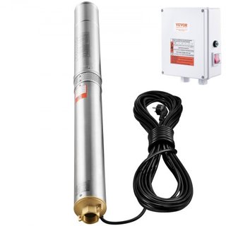 Bomba Sumergible de Pozo Profundo, 2200W 230V, 9.8 m³/h de Caudal 144 m de Altura, con Cable de 19.4 m y Caja de Control Externa, Bombas de Agua de Acero Inoxidable para Riego Industrial y Uso Dom...