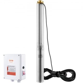 Bomba Sumergible de Pozo Profundo, 2200W 230V, 9.8 m³/h de Caudal 144 m de Altura, con Cable de 19.4 m y Caja de Control Externa, Bombas de Agua de Acero Inoxidable para Riego Industrial y Uso Dom...