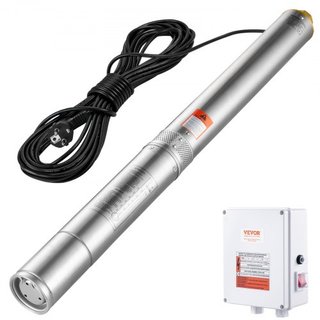 Bomba Sumergible de Pozo Profundo, 2200W 230V, 9.8 m³/h de Caudal 144 m de Altura, con Cable de 19.4 m y Caja de Control Externa, Bombas de Agua de Acero Inoxidable para Riego Industrial y Uso Dom...