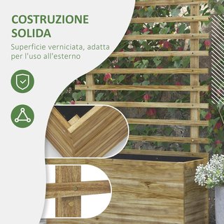 Cama para Huerto Elevado de Exterior con Enrejado y 4 Ruedas, Macetero de Exterior con Enrejado de Madera de Abeto, para Flores y Verduras, para Jardín y Balcón, 76X30X155 Cm, Color Madera