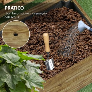 Cama para Huerto Elevado de Exterior con Enrejado y 4 Ruedas, Macetero de Exterior con Enrejado de Madera de Abeto, para Flores y Verduras, para Jardín y Balcón, 76X30X155 Cm, Color Madera