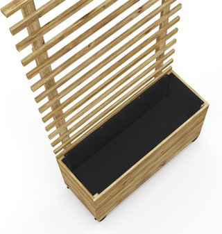 Cama para Huerto Elevado de Exterior con Enrejado y 4 Ruedas, Macetero de Exterior con Enrejado de Madera de Abeto, para Flores y Verduras, para Jardín y Balcón, 76X30X155 Cm, Color Madera