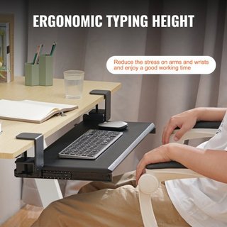 Soporte para Teclado de Mesa, Bandeja de Teclado Deslizante con Montaje de C-Clamp Sin Taladrar, Gran Cajón Deslizante de 26.8 x 11 pulgadas para Escribir en Casa, Trabajo de Oficina