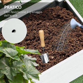 Jardín Elevado Vertical Con 4 Ruedas Y Enrejado Para Plantas Trepadoras De Madera De Abeto, 76X30X155Cm, Blanco