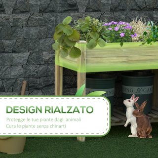 Cama de Huerto Elevada de Madera con Estante Inferior, Jardín y Macetero para Exterior, 91X51X76Cm