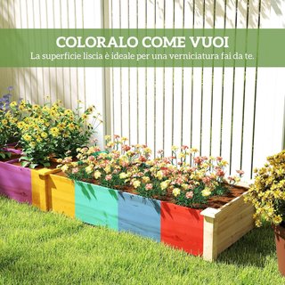 Cama Elevada para Huerto y Jardín, Caja para Huerto con Divisor Interno y Fondo Abierto, 237X60X25Cm, Madera Natural