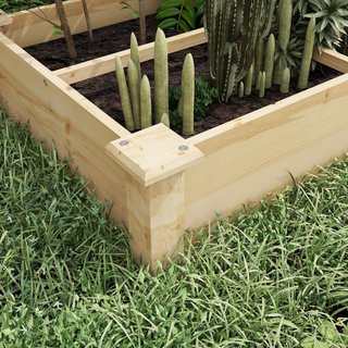 Cama Elevada para Huerto y Jardín, Caja para Huerto con Divisor Interno y Fondo Abierto, 237X60X25Cm, Madera Natural